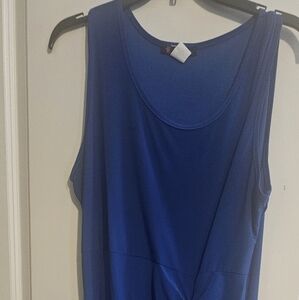 Myth women's formal royal blue side scrunch sleeveless knee length dress